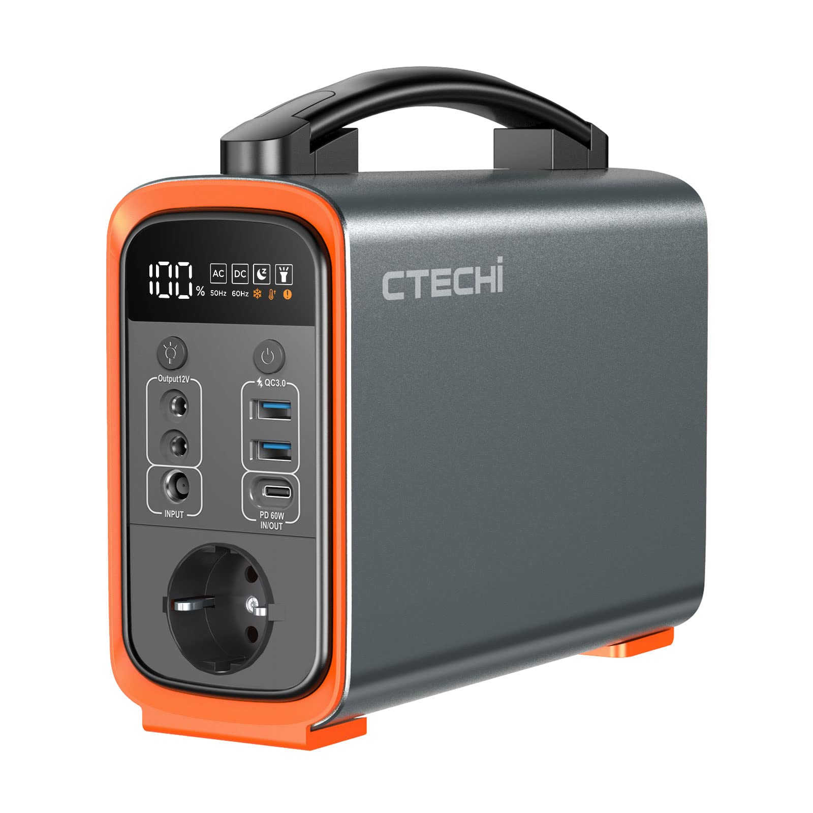 CTECHi Portable Power Station 1500W with LiFePO4 Battery, Outdoor Solar  Generator 1210Wh Power Supply with PD 60W AC Output for Home Use Backup